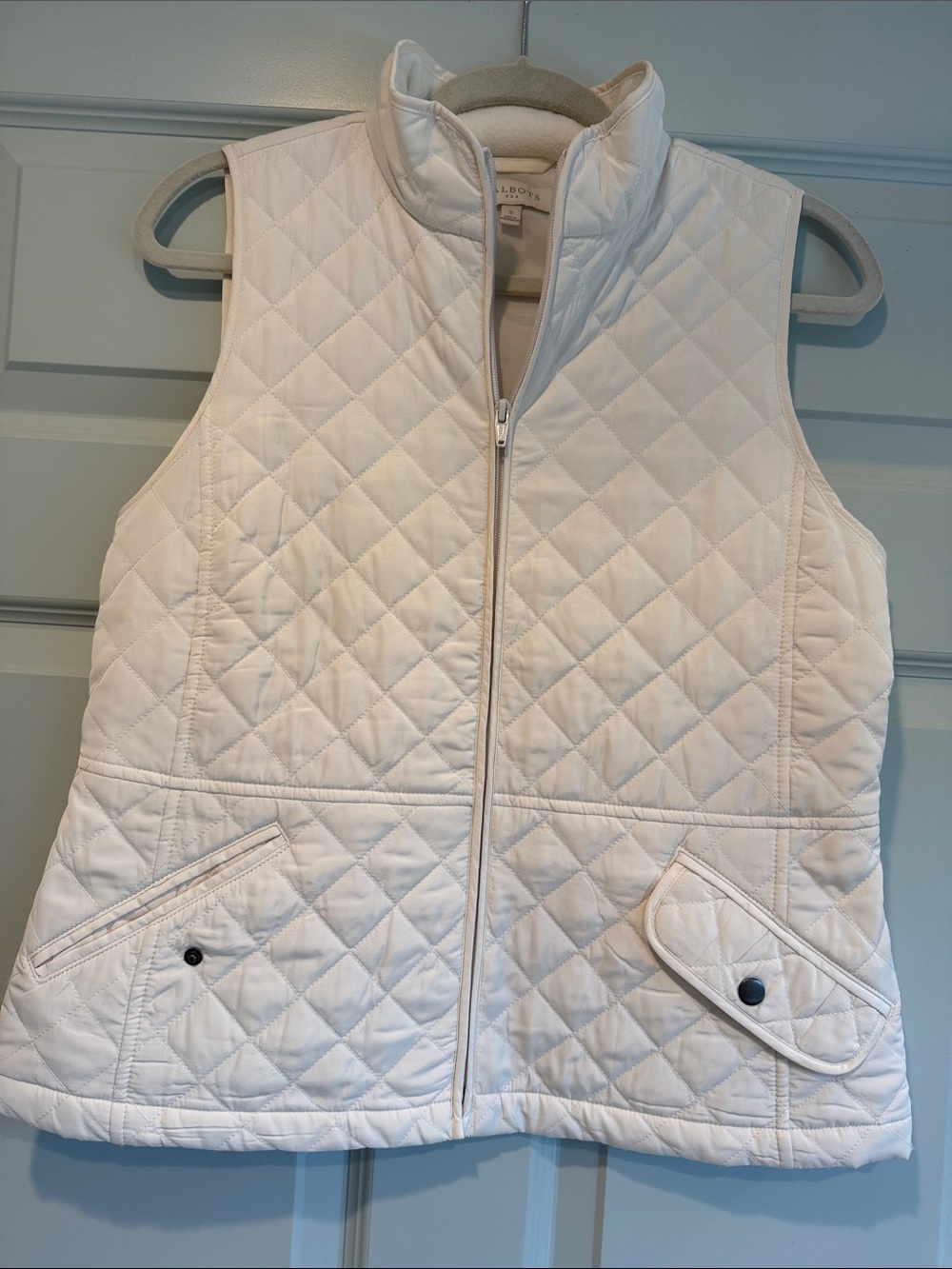 Talbots Cream Quilted Sleeveless Vest